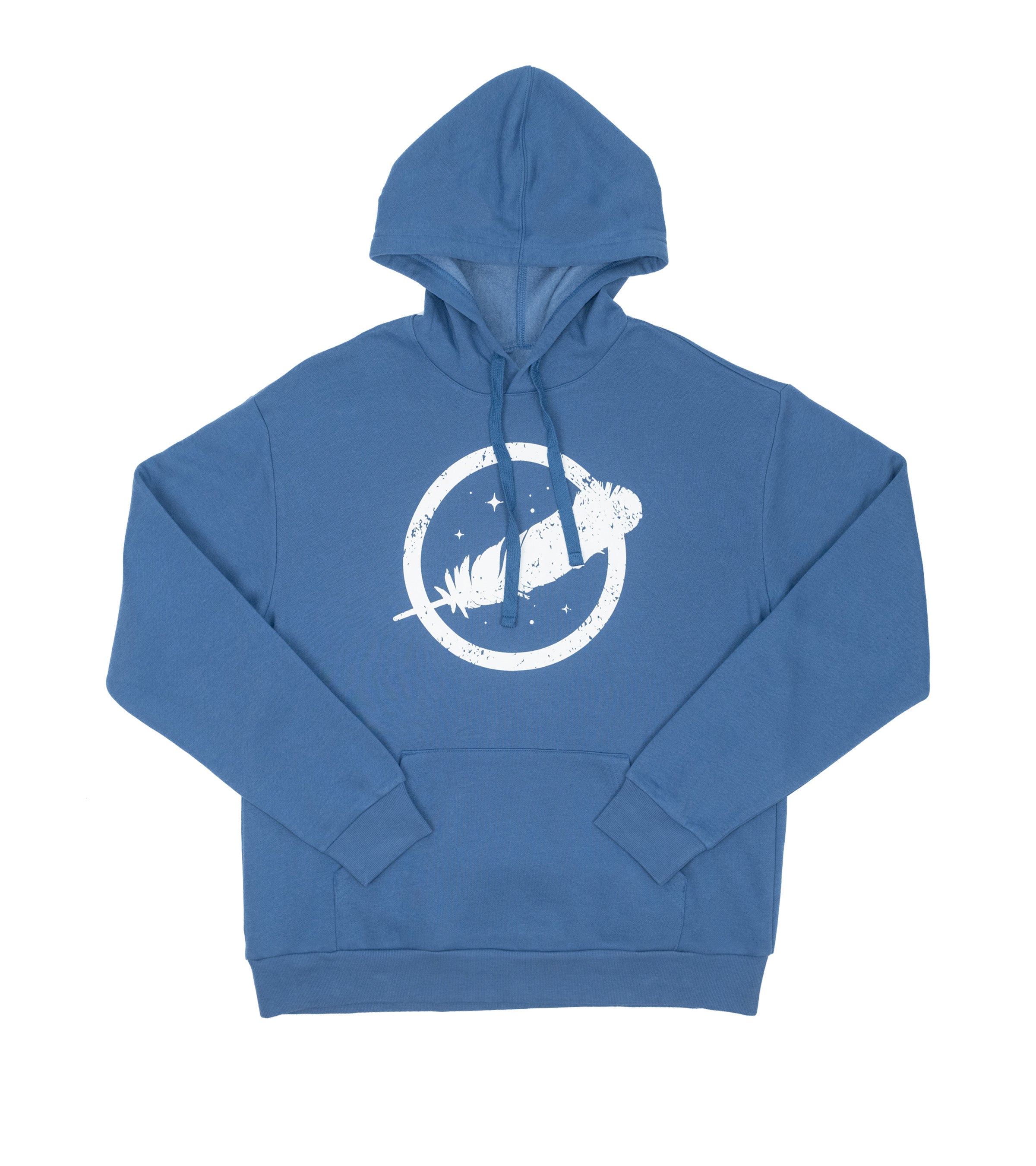 Distressed Emblem Hoodie Blue Origin Shop