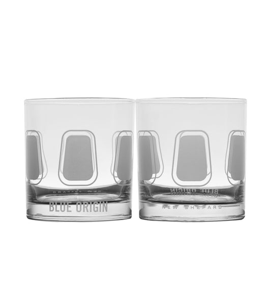 New Shepard Rocks Glass Set - both glasses side by side - Blue Origin Shop
